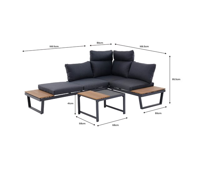 Set de jardim CORNER cor antracite Antracite