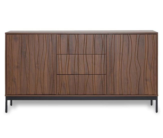 Aparador Vintage 3D Ondulado 3 Gavetas Castanho