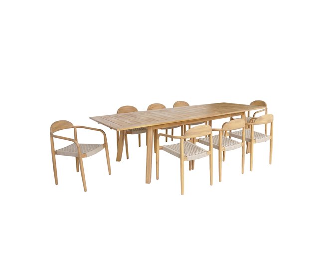 Mesa de jardim de madeira de acácia com 8 cadeiras, palena