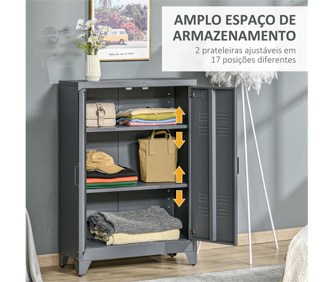 Armário de Metal Metal HOMCOM Cinza