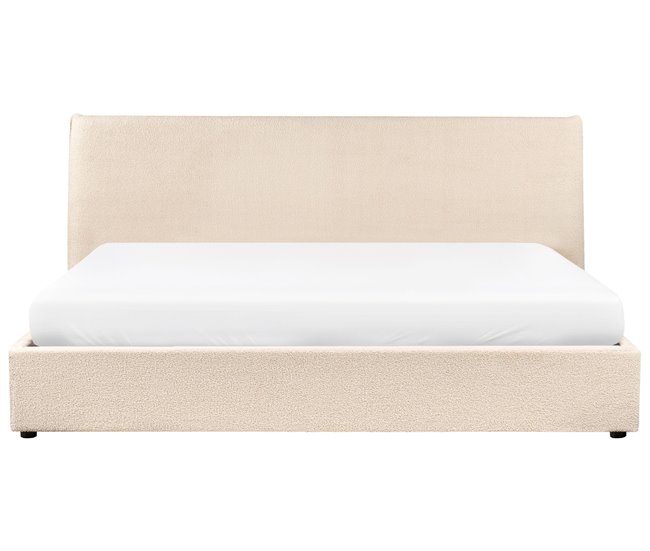Beliani Cama baú Bouclé LAVAUR 203x220 Bege