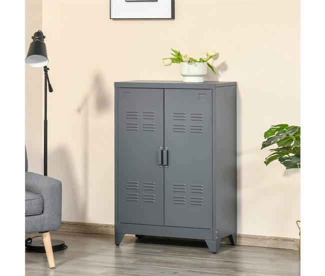 Armário de Metal Metal HOMCOM Cinza