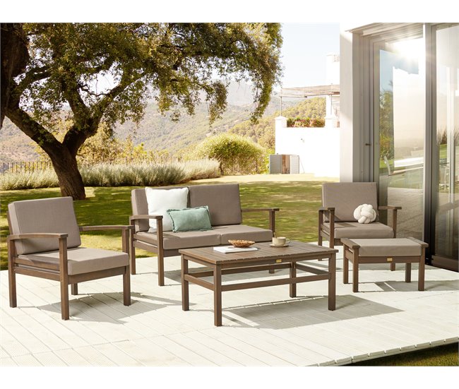 Beliani Conjunto lounge Madeira de acácia MANILA Castanho