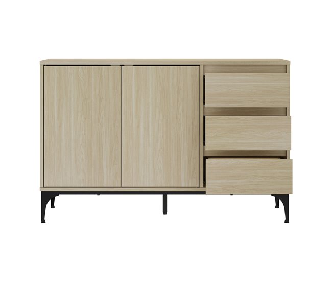 Aparador Kistiandi com 3 gavetas [en.casa] 120 Carvalho