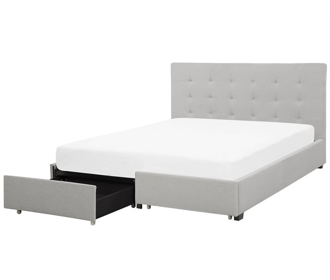 Beliani Cama con cajones Poliéster LA ROCHELLE 193x213 Castanho