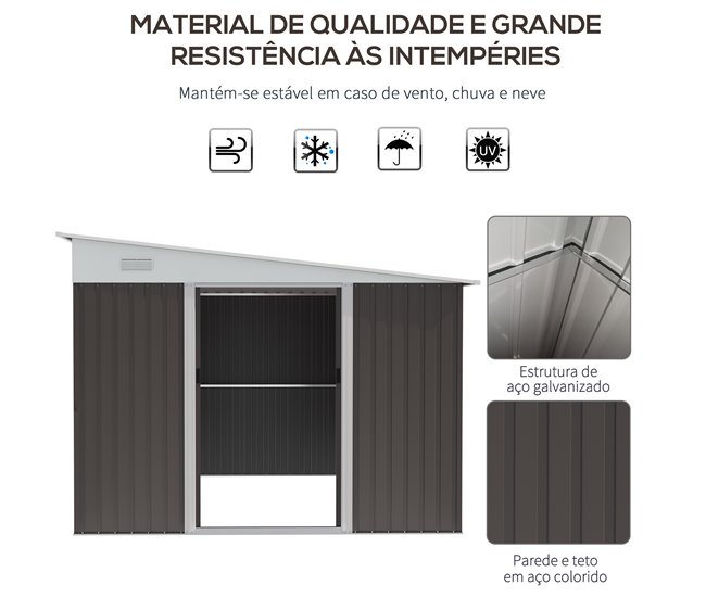 Abrigo de Armazenamento Aço Outsunny Cinza