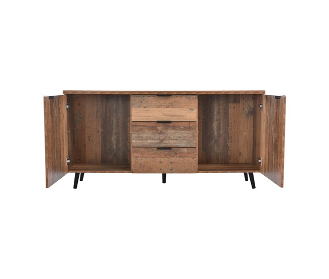 Aparador de painel de partículas com 2 portas e 3 gavetas Castanho