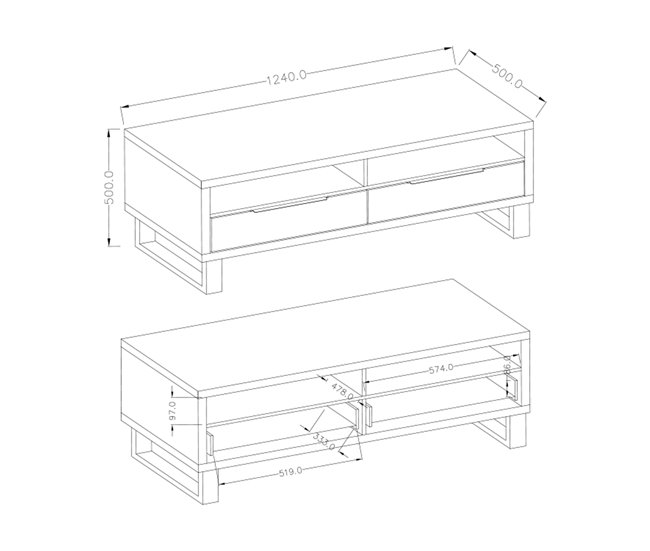 Suporte para TV com 2 gavetas 124 cm Eden Madeira