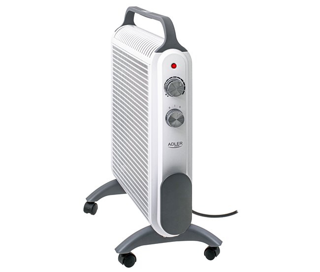 Adler AD7750 Convector Eléctrico Aire Caliente 2 Niveles Potencia Termostato Regulable Silencioso Portátil, 2000, Blanco Branco