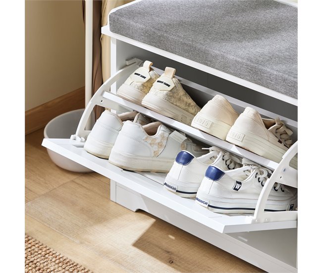 Banco para sapatos com 1 aba dobrável FSR184-K-W SoBuy PT Branco
