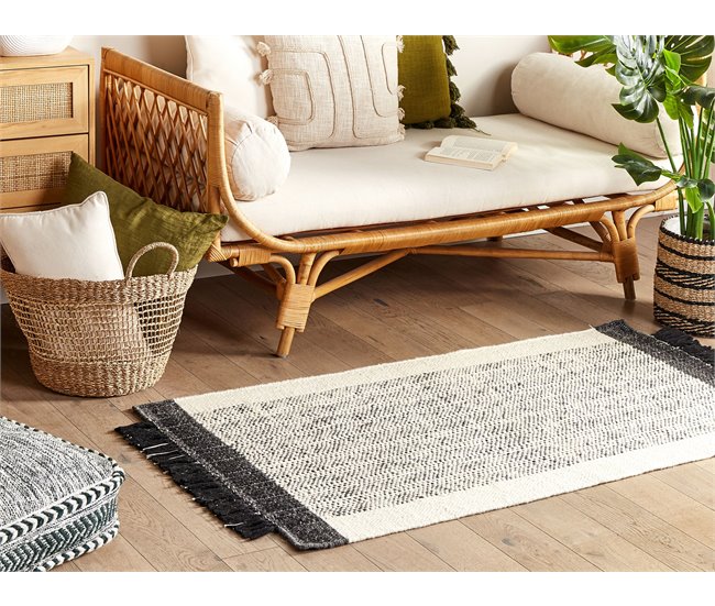 Beliani Entrelaçado KETENLI 80x150 Branco/ Bege