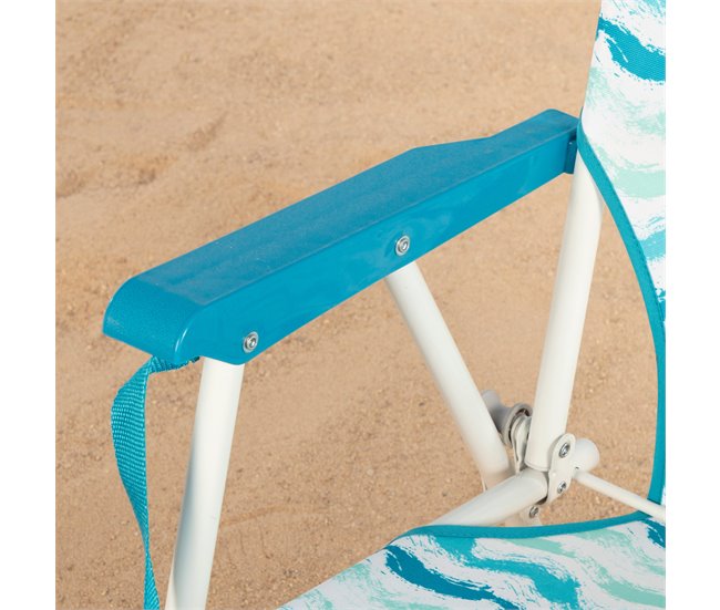 Aktive Cadeira de praia dobrável com encosto baixo e bolso para as costas Azul