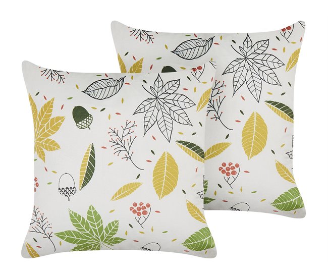 Beliani Almofada decorativa MULLEIN Branco/ Bege
