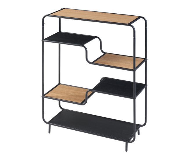[en.casa] Estante de chão Kristiansand  6 prateleiras metal MDF Carvalho