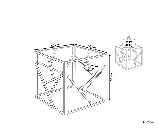 Beliani Mesa auxiliar ORLAND 50x50 Cinza