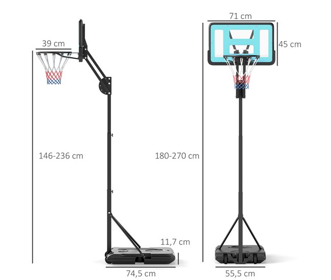 Tabela de Basquetebol Aço, Plástico e PE SPORTNOW Preto