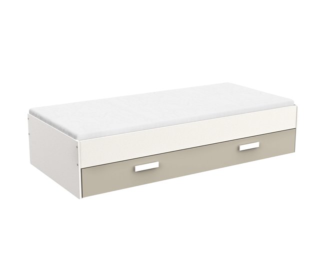 Gaveta de cama arrumada Branco/ Bege
