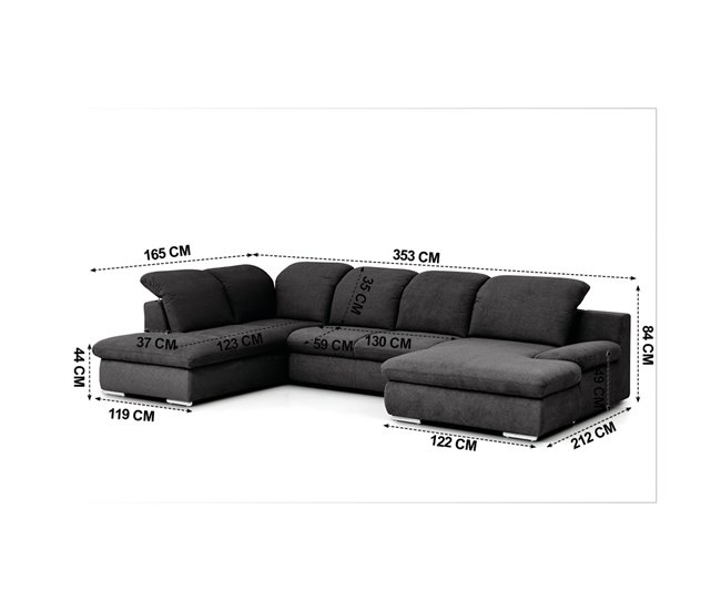Sofá de canto ISONA com cama Antracite