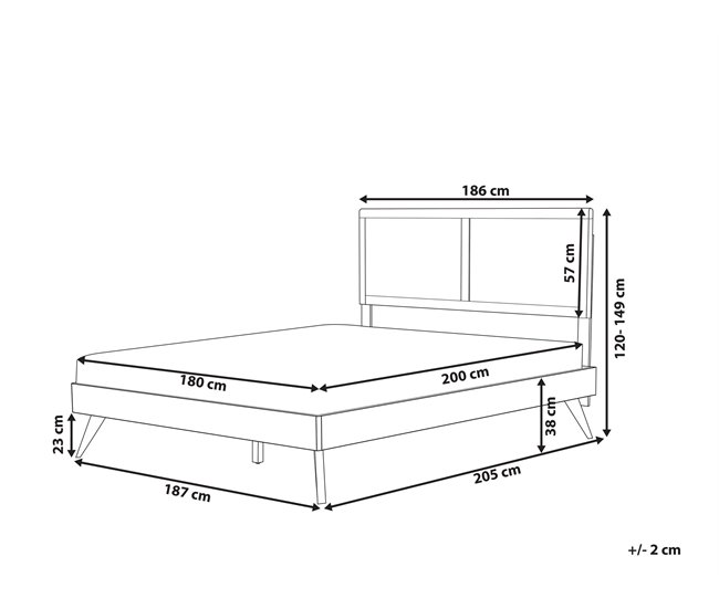 Beliani Cama com estrado MDF ISTRES 187x205 Castanho