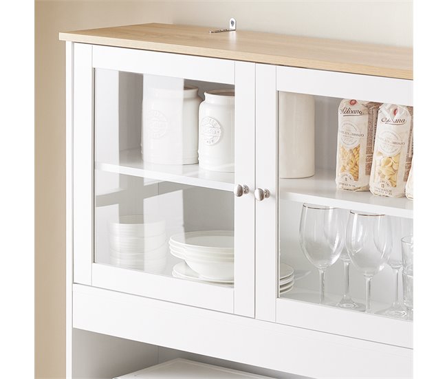 Aparador de cozinha com 2 gavetas e 3 portas SoBuy FSB101-W Branco