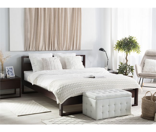 Beliani Cama com estrado Pinho GIULIA 145x213 Castanho