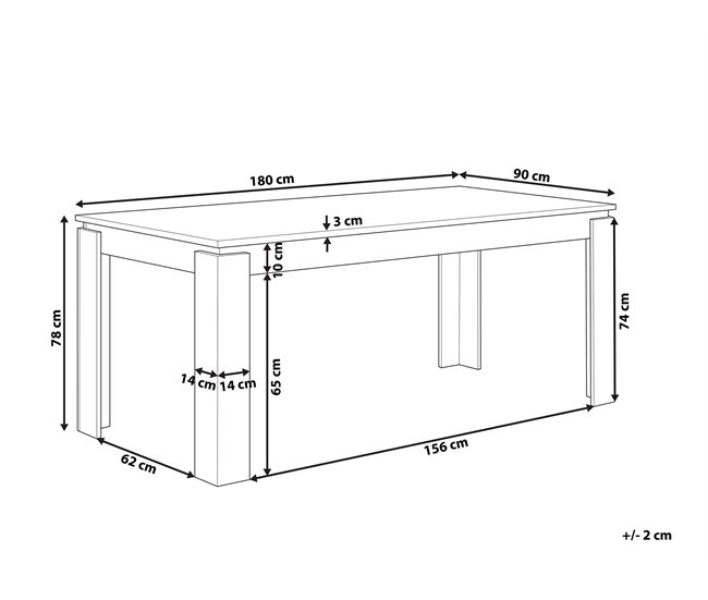 Beliani Mesa de refeições para 6 pessoas VITON 90x180 Castanho
