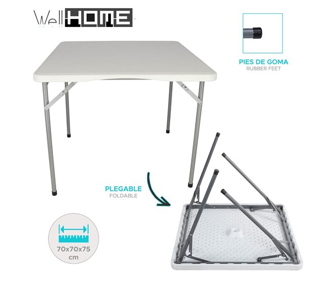Mesa dobrável de formato quadrado Well Home Branco