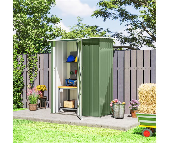 Abrigo de Armazenamento Aço e PP Outsunny Verde