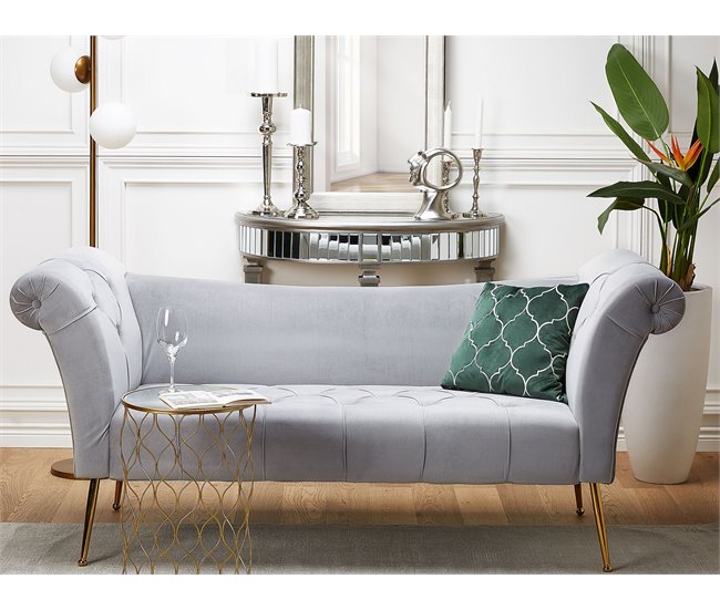 Beliani Chaise longue Terciopelo NANTILLY Azul Marino
