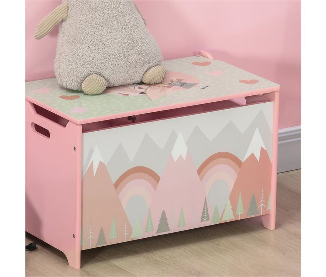 Baú de Brinquedos MDF ZONEKIZ 37 Rosa