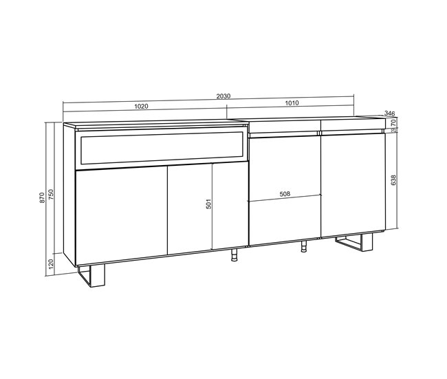 Aparadores para sala 200 Branco/ Preto