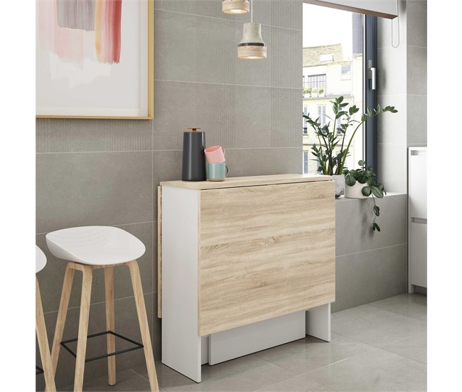 Mesa dobrável LYS cor de carvalho e branco Carvalho