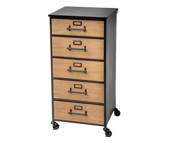 WELL HOME - Gaveta para arquivos com decoração retrô Preto