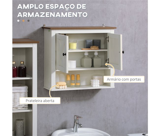 Armário Casa de Banho de Parede Melamina de Madeira kleankin 60 Branco