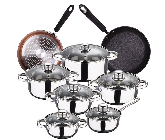 Bateria de cozinha 12 peças com jogo de patch Multicor