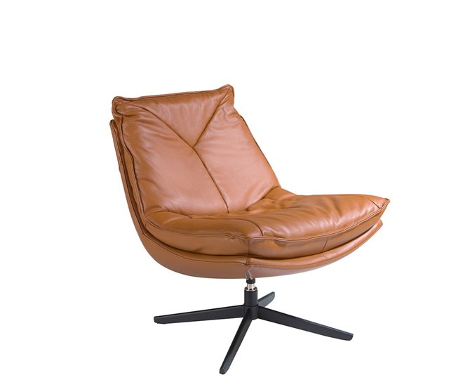 ANGEL CERDA Poltrona giratório em pele castanha Nogal