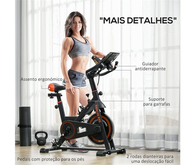 Bicicleta Estática Aço e ABS HOMCOM Vermelho