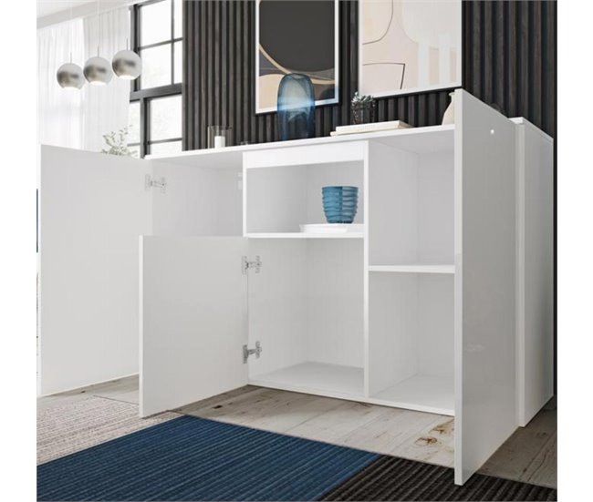 Aparador Sala de estar e jantar 3 portas Nevada Muebles Bonitos 140 Branco