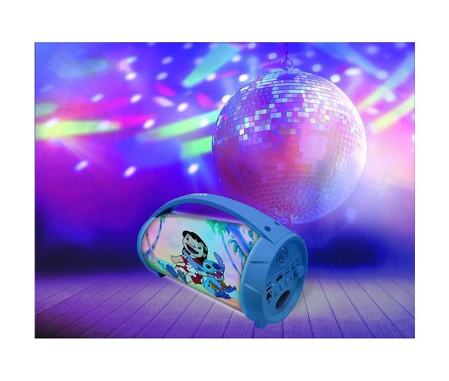 Altifalante Bluetooth com microfone para karaoke Stitch Disney Azul