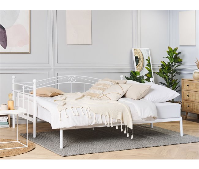 Beliani Cama nido Acero TULLE 92x209 Branco