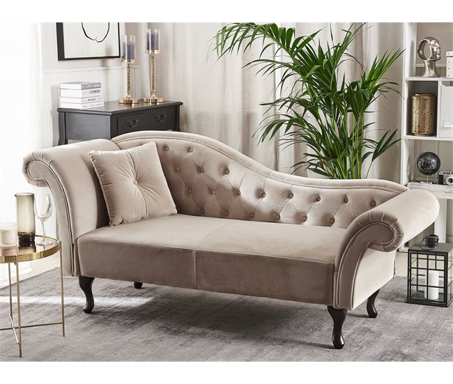 Beliani Chaise longue versão à esquerda Veludo LATTES Azul/ Verde
