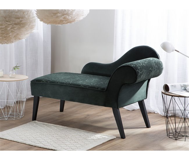 Beliani Chaise longue versão à direita Veludo BIARRITZ Verde Escuro