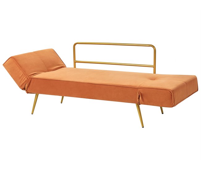 Beliani Sofá-cama Veludo SAARELA Laranja