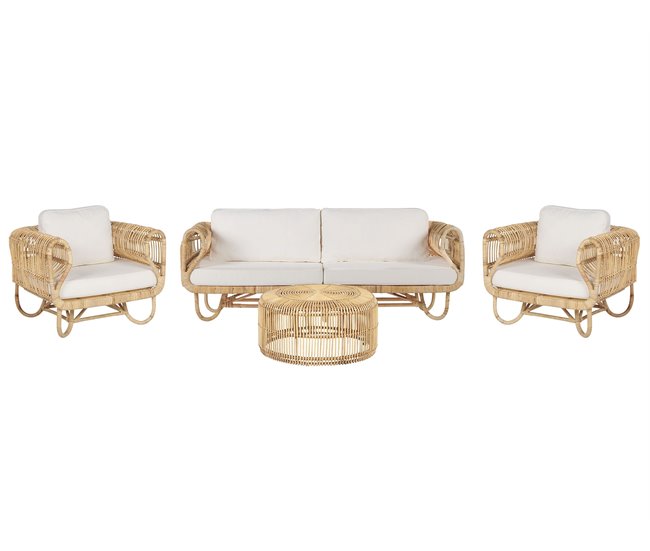 Beliani Conjunto lounge Rattan/vime DOLCEDO / LIMNI Bege