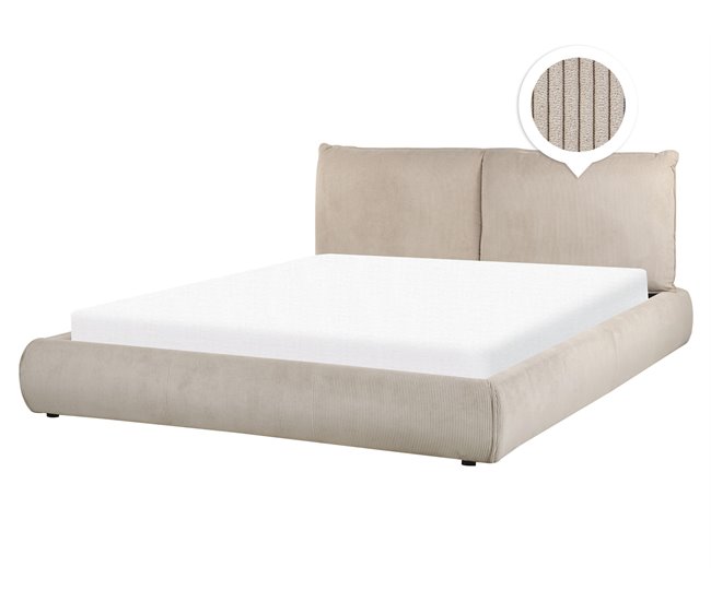 Beliani Cama com estrado Bombazine VINAY 176x233 Bege
