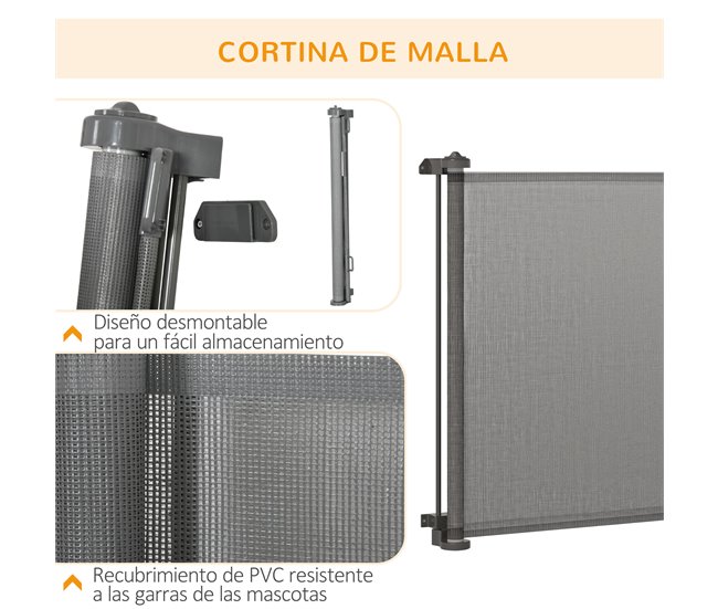 Barreira de Segurança para Cães Liga de Alumínio, PVC e ABS Cinza