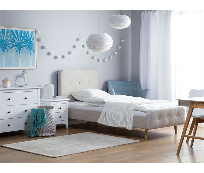 Beliani Cama com estrado Poliéster RENNES 101x220 Bege