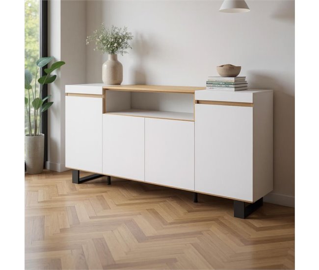 Aparador Kavos Up 203 Branco/ Madeira
