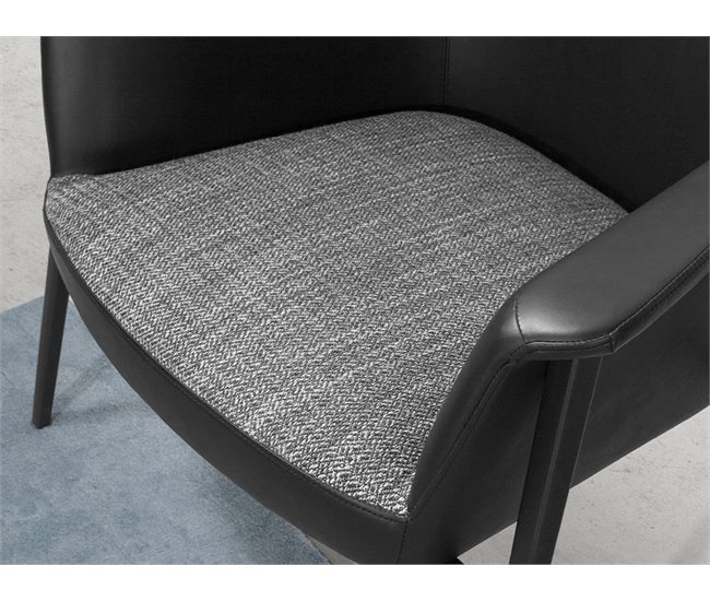 ANGEL CERDA Poltrona giratório em tecido cinzento e couro ecológico preto Cinza