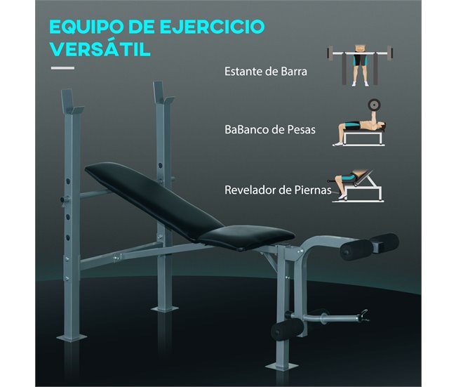Banco de Musculação e Barra de Pesos Aço e Metal HOMCOM Multicor